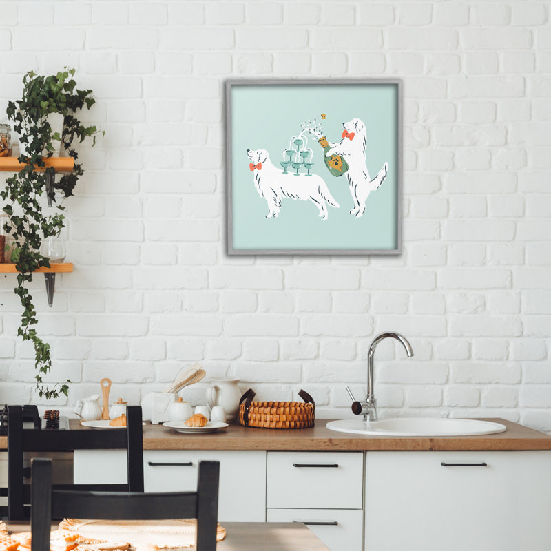 Giclée encadrée, "Popping Dogs" par Krissy Mast, H 17 po x l 17 po, Estampe numérique Farmhouse