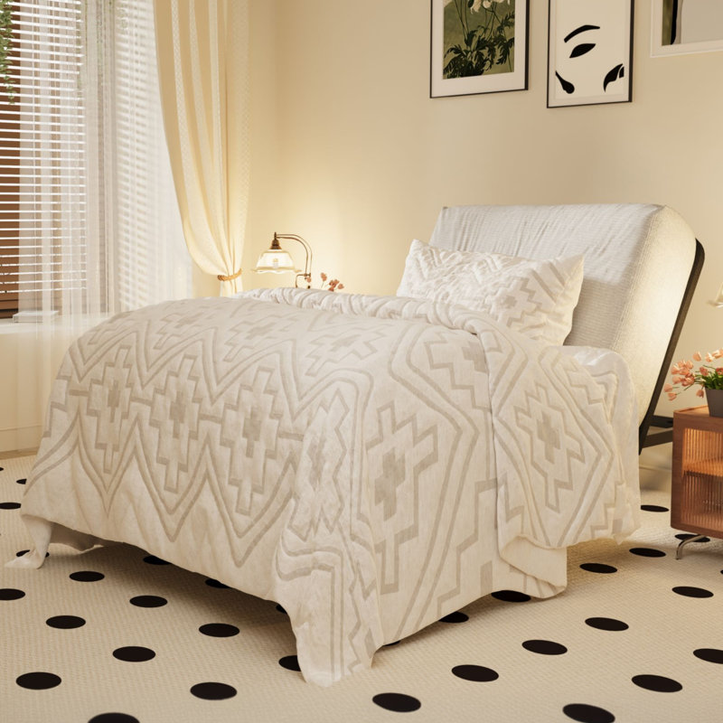 Base de lit simple TG réglable avec conception segmentée, assemblage facile, revêtement en tissu Oxford, télécommande câblée, moteur durable silencieux, support de matelas, aucun sommier nécessaire
