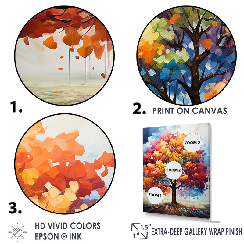 Érable aux couleurs vives sur toile, Cadre flottant blanc, H 20 po x l 12 po x P 1 po