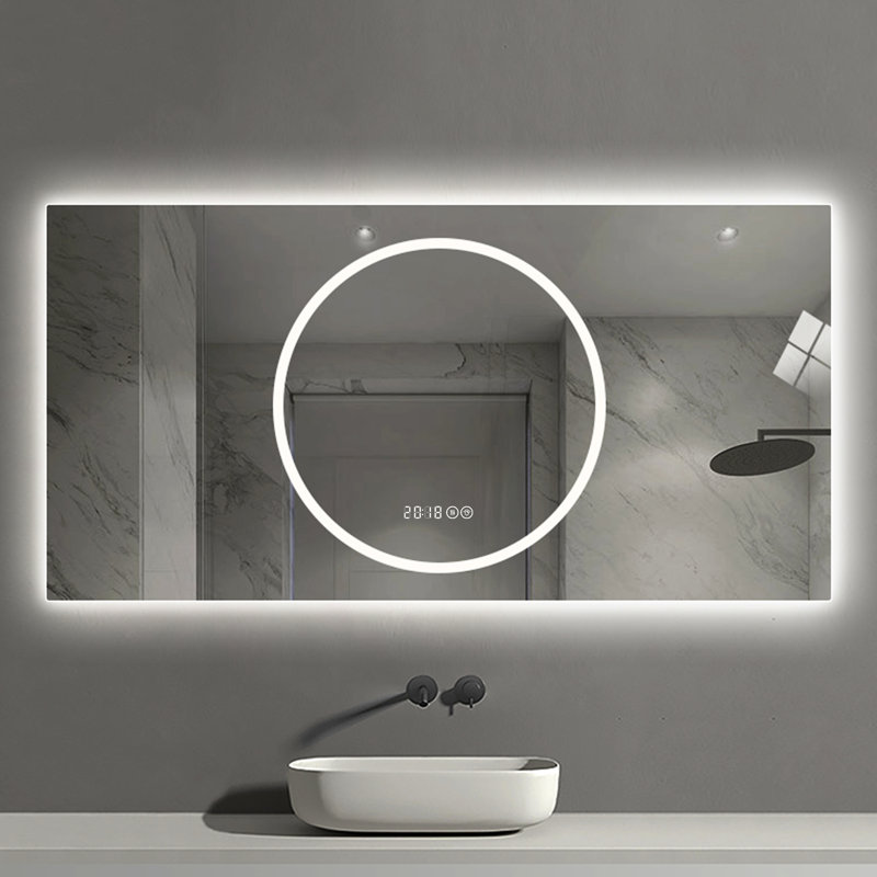Miroir de salle de bain mural 48 po x 24 po avec lumières à DEL, brouillard, intensité variable, résistant, contrôle d'éclairage horizontal complet de longue durée, fabrication, première conception