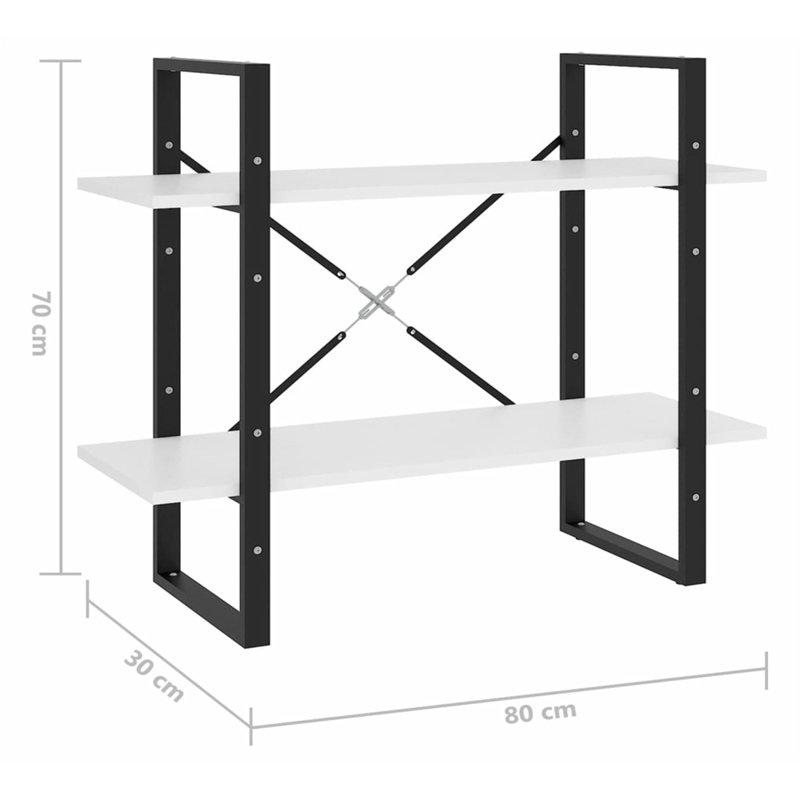 Bibliothèque Canne en bois d'ingénierie, Blanc, (2 tablettes) H 27,6 po x l 31,5 po x P 11,8 po