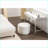 Ottoman with Storage &amp; Reversible Cover - Round Velvet Footstool for Bedroom | Ivory | Velvet-1679001195