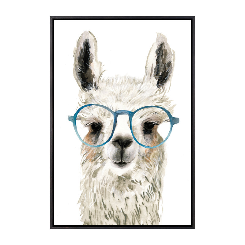 Hip Llama II par Victoria Borges - reproduction d'art, Pas de tapis, H 26 po x l 18 po x 1,5 po, Toile avec cadre noir patiné