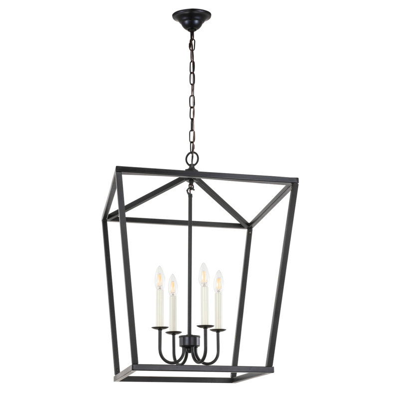 Lustre carré Myler, Noir, 4 lumières, H 26,6 po x l 20 po x P 20 po