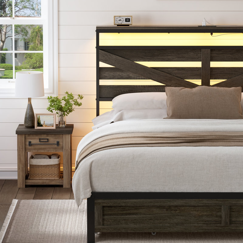 Antioch Upholstered Bed, King, Dark Grey