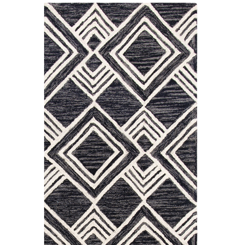 Tapis géométrique en laine touffeté à la main Vedika, Tapis de couloir 2 pi 3 po x 7 pi
