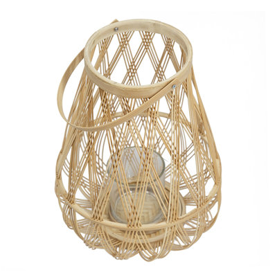 D9.5x13.5" Sienna Bamboo Lantern with Rope Handle