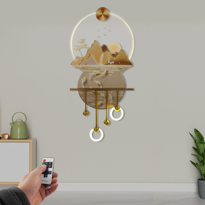 Décoration murale moderne exquise avec lumière chaude à DEL et télécommande pour la décoration intérieure