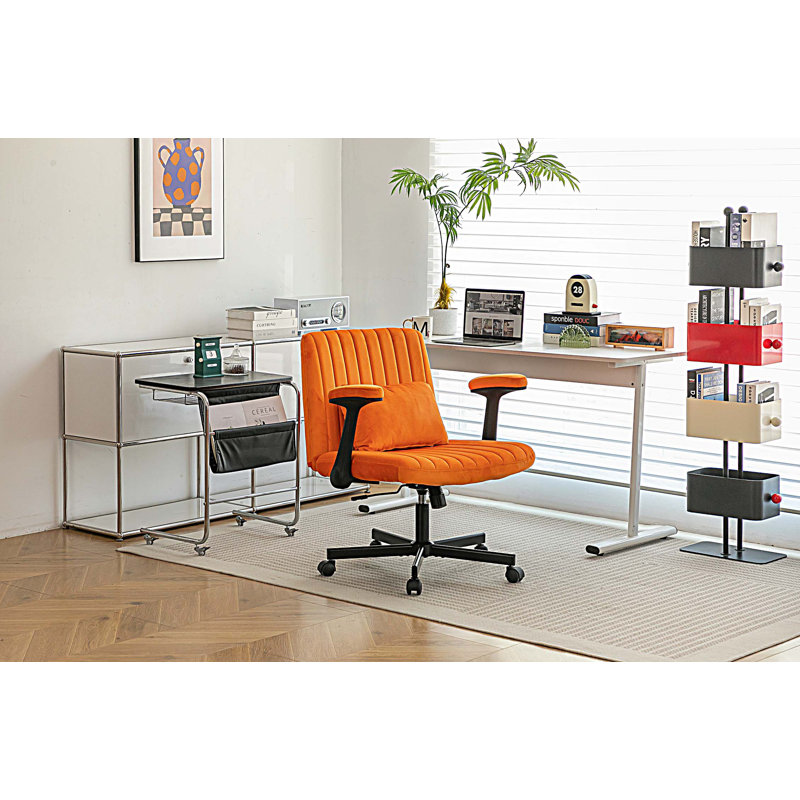 Chaise de bureau moderne avec accoudoirs, chaise de bureau d'ordinateur avec roulettes, Orange