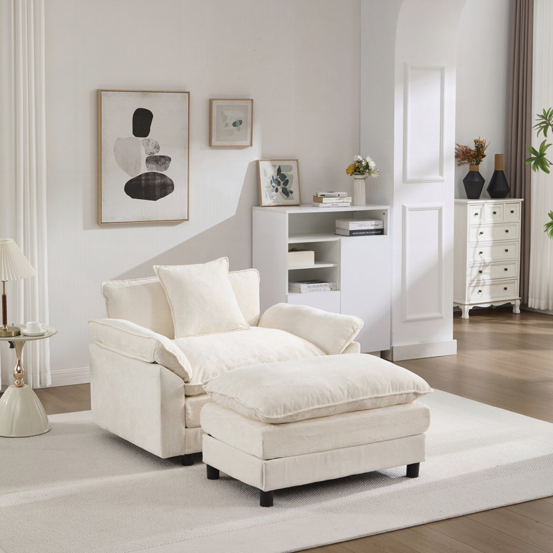 Sofa moderne d'une place de 113 cm, L 44,5 po, Chenille beige