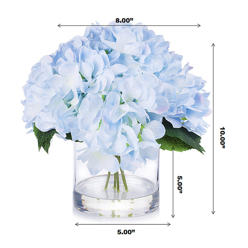 Faux Silk Hydrangea Arrangement in Vase, Blue