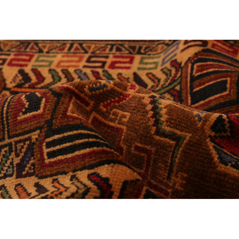 Tapis rectangulaire unique en laine de style années 1990 de 3 pi 7 po x 6 pi 2 po brun