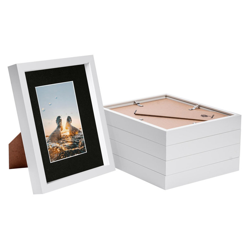 Nicola Spring - 8" x 10" White 3D Box Photo Frames, Black, 4" x 6"