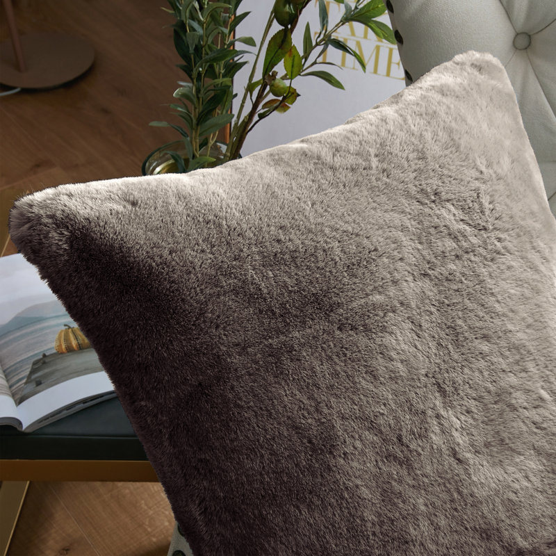 Heavy Faux Fur Throw Pillow Cover, Chocolate, 26' H x 26' W