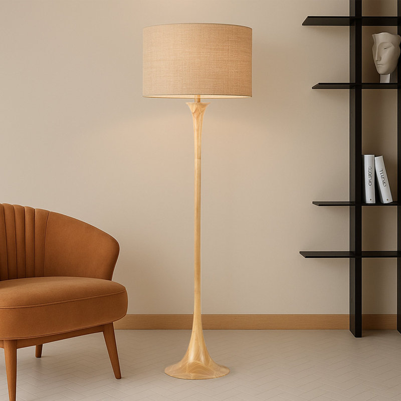 Lampe sur pied Soraya - Chêne, Beige