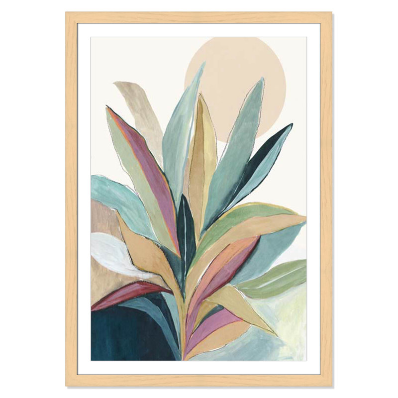Sherbrooke Sunny Bright Leaves I Framed On Paper by Asia Jensen Print, Natural Cube Frame Matted, 49" H x 35" W x 1.25" D  