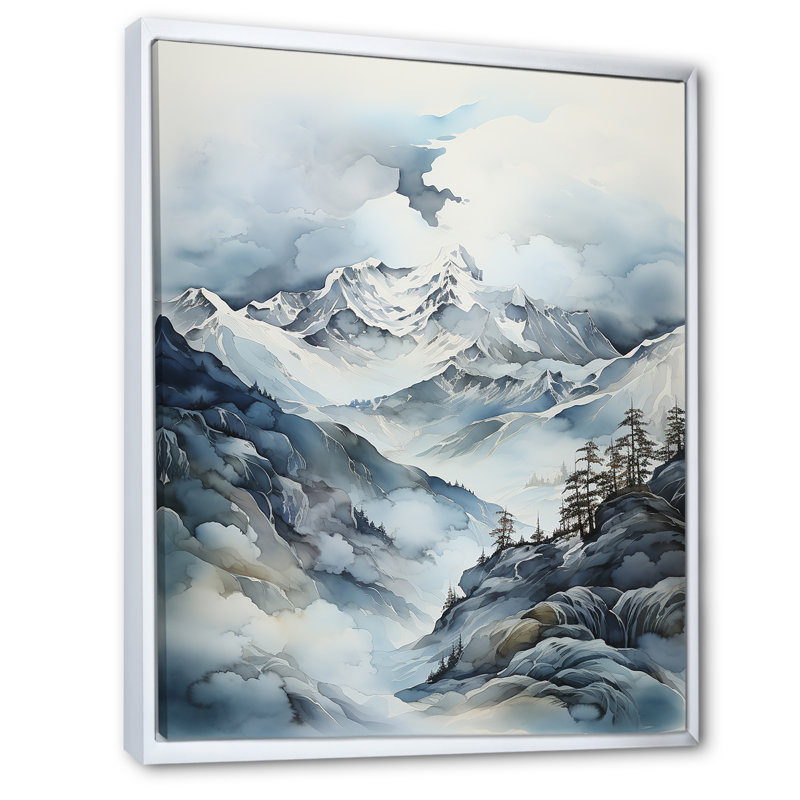 Minimalisme Groenland, horizon I sur toile, Cadre flottant blanc, H 32 po x l 24 po x P 1 po