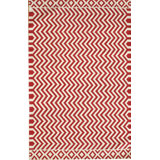 Zigzag Chevron Area Rug in Red/Ivory