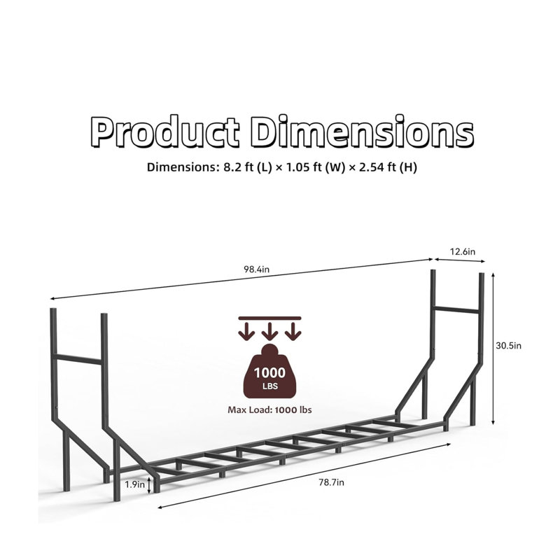 43.9cm W Metal Log Rack