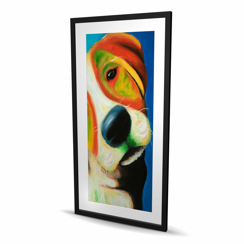 «Colorful Beagle Dog», reproduction d'art encadrée pour enfants