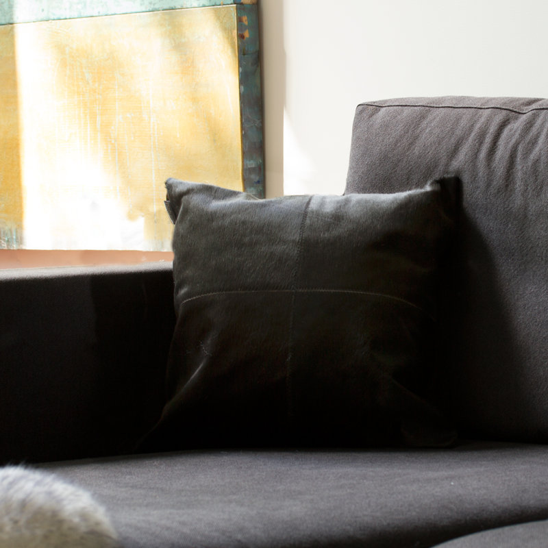 Torino Leather Throw Pillow, Black, Animal Print