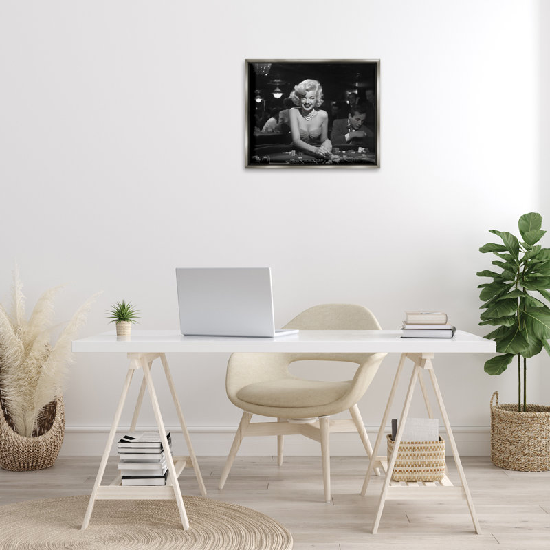 «Iconic Marilyn Portrait Floater Canvas» par Lazar Studio, H 17 po x l 21 po, Cadre flottant gris lustré