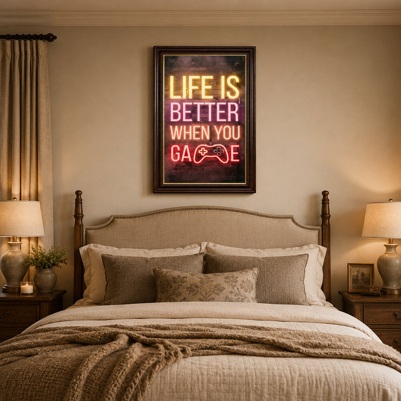 Art mural sur toile Neon Life Is Better When You, 24"H x 16"W
