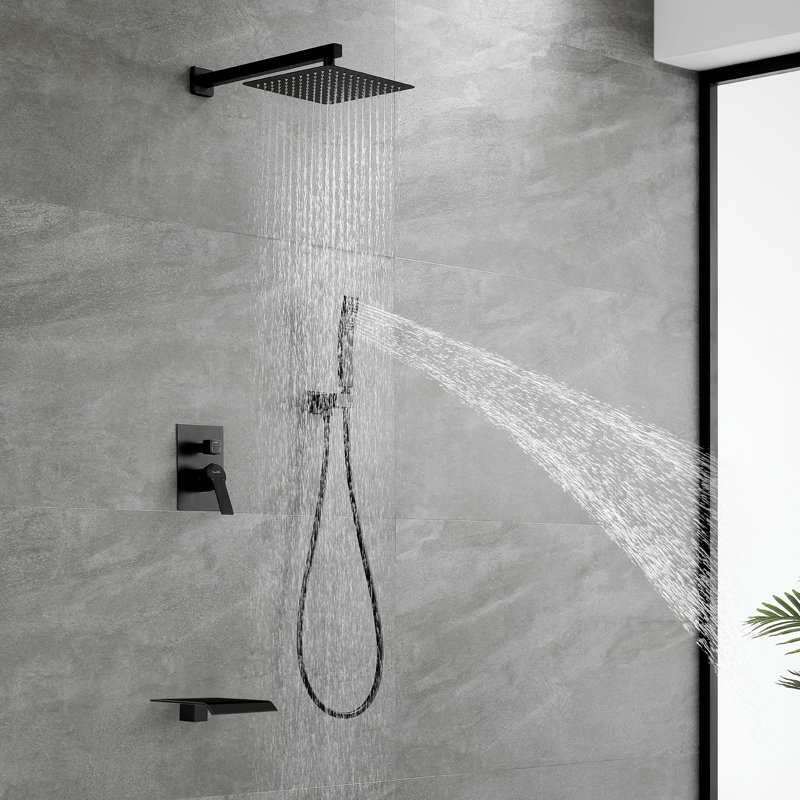 Robinet de baignoire et de douche à pression équilibrée (température et volume) avec valve brute, Or brossé