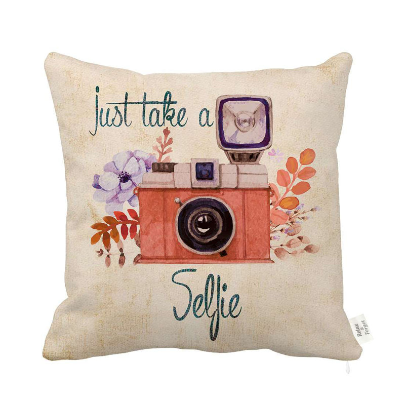 Reversible Throw Pillow, Orange/Pink/Black, Polyester
