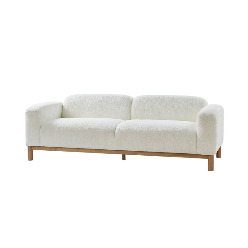 Andres Modern Curved 3 Seater Sofa with Deep Seat Comfort, Ivory