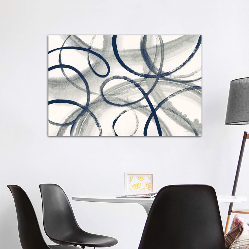 Calligraphia With Navy by Sue Schlabach - Wrapped Canvas Print, 152.5 cm H x 101.5 cm W