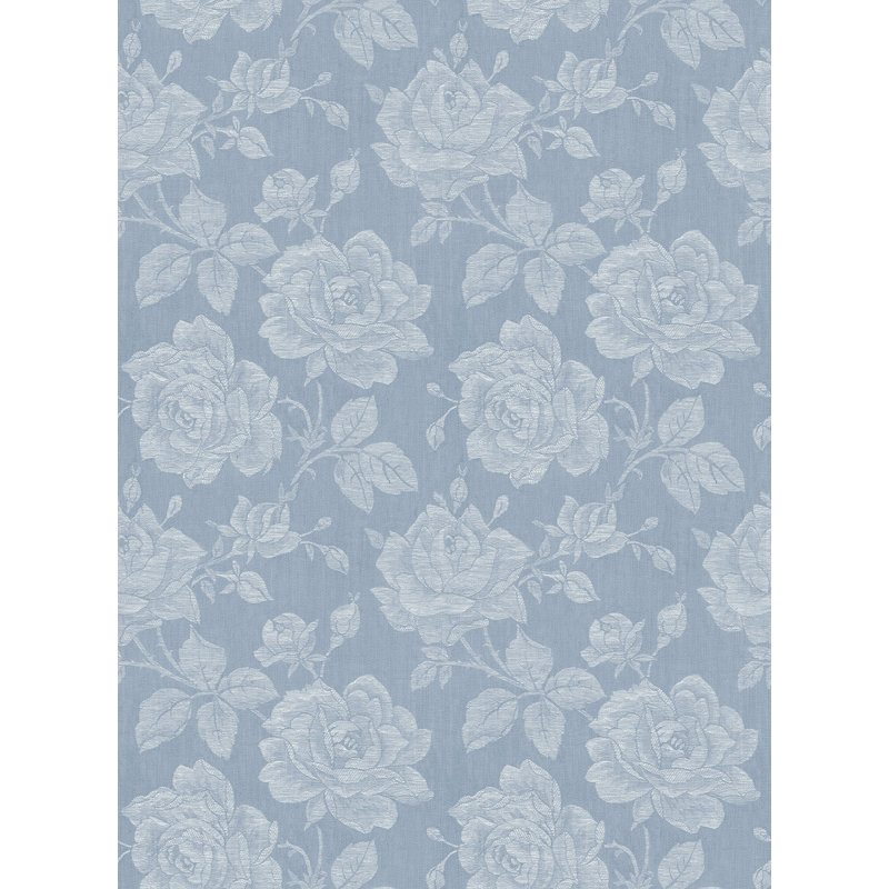 Rouleau de papier peint en tissu Tyrion Rose L 33 pi x l 20,5 po, Bleu Caroline / perle