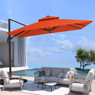 Deboah Outdoor Patio Cantilever Umbrella with Cover Swivel Double Top Square Umbrella