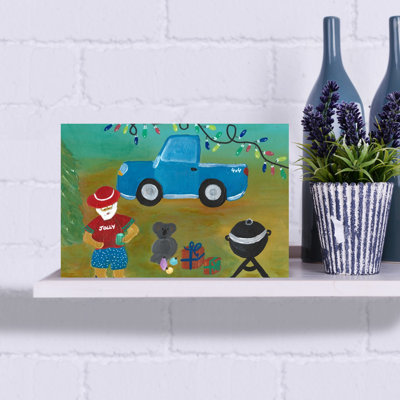 Summer Christmas Santa Bbq Abstract Contemporary Christmas Tree Bear Koala Summer Landscape Wall Art Print 1 Piece Wrapped Canvas Wall Art