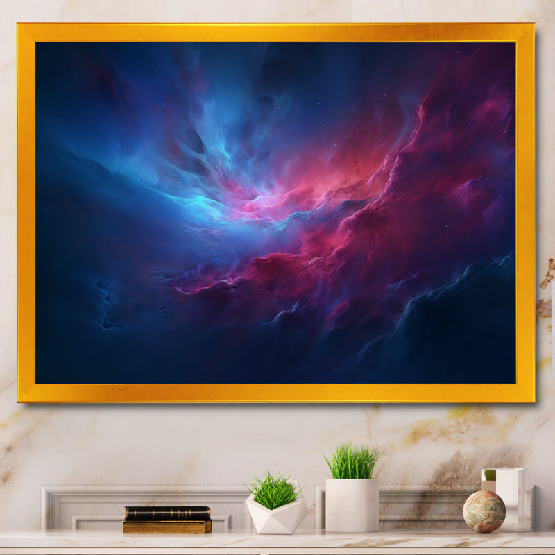 Abstract_Night_Sky_In_ The_Upper_Atmosphere IV, H 12 po x l 20 po x P 1 po, Toile avec cadre flottant or