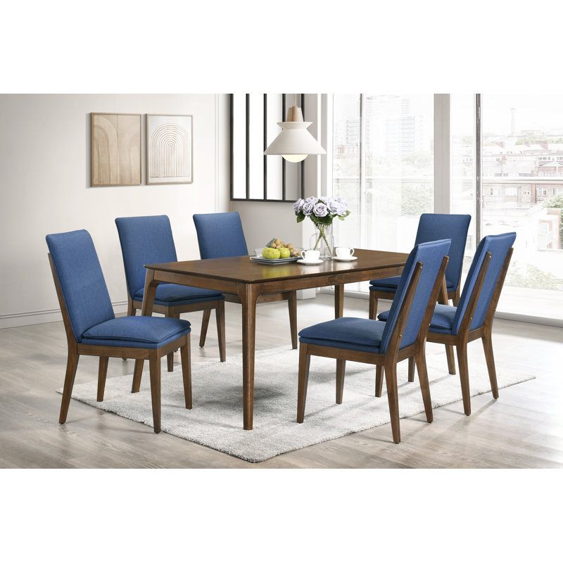  Ensemble de salle à manger Carlyssia, Bleu, 7 Pieces: Table, 6 Chairs