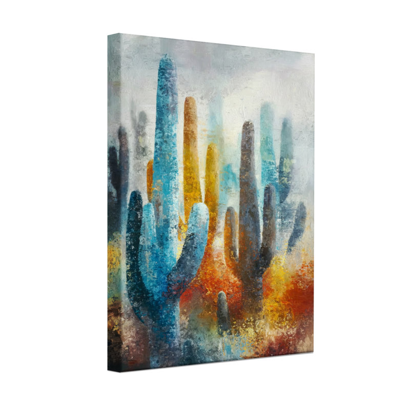 Plantes et fleurs, paysage de cactus abstrait, art du désert coloré