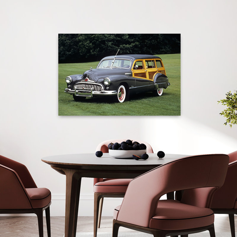 Art mural rétro rétro classique des années 1940 de Buick Woody, H 24 po x l 36 po