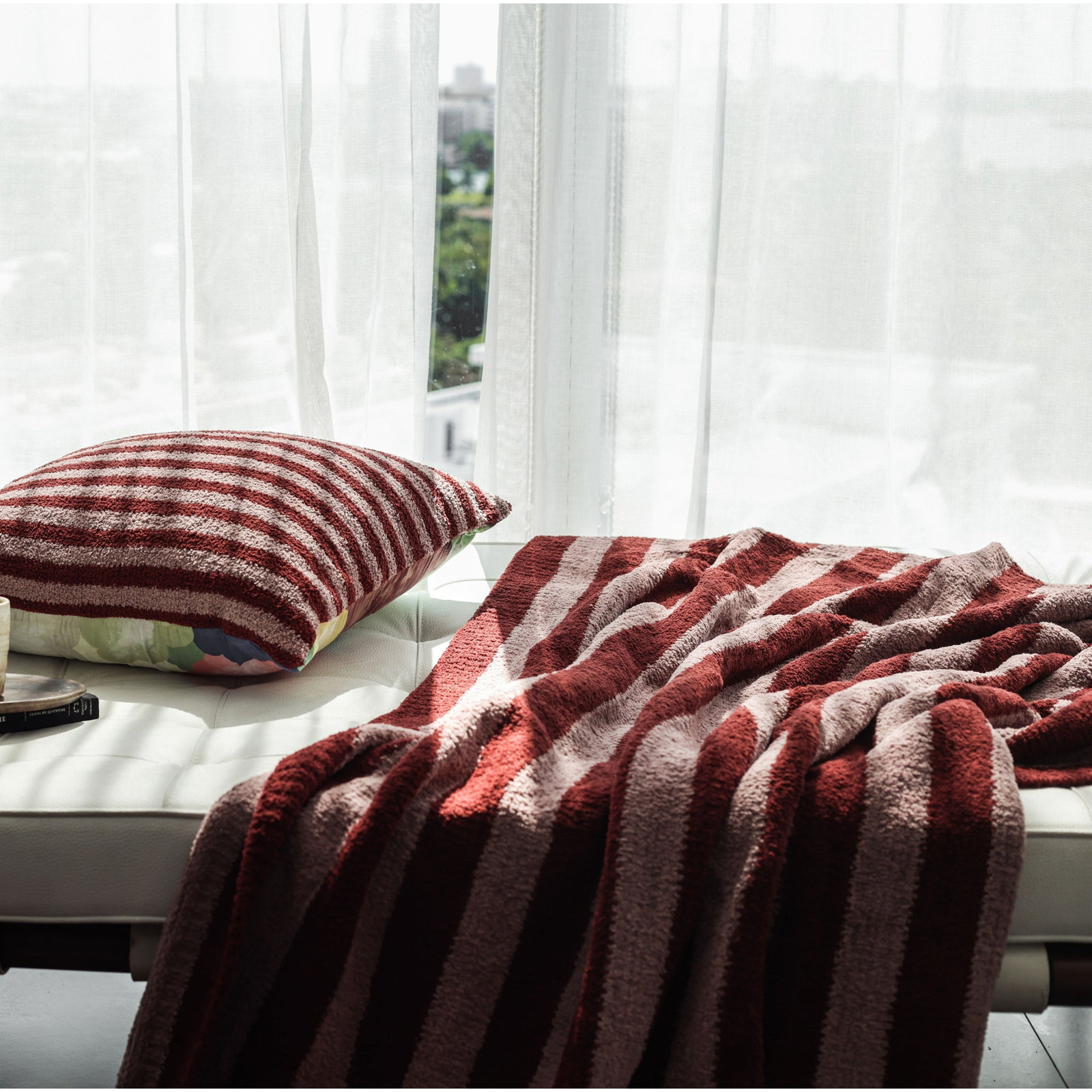 Sunset Soiree Throw Blanket, Cherry Striped