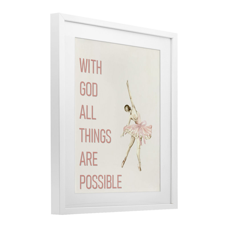 «All Things possible Ballerina», reproduction sous verre encadrée, conception de Kim Allen, H 16 po x l 13 po