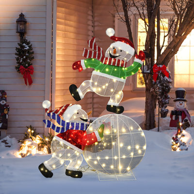 5.5Ft Lighted Snowman on Ornament Outdoor Christmas Decoration with 140 LED Lights