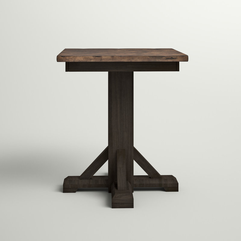 Athey Rubberwood Square Solid Wood Top with Solid Wood Base Dining Table, Bar Height (42” Height)