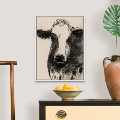 " Cow Portrait Sketch II " Painting Print