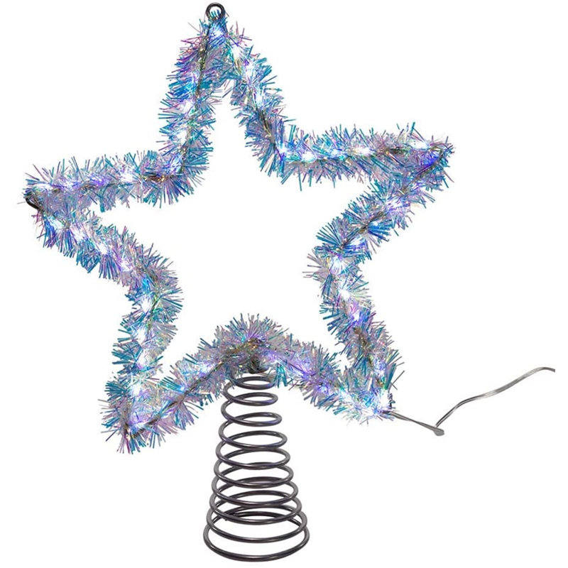LED Tinsel Star Tree Topper, White