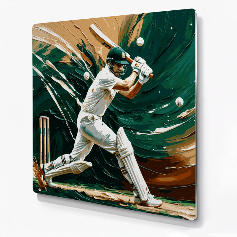 Sports, cricket vert, art mural en métal