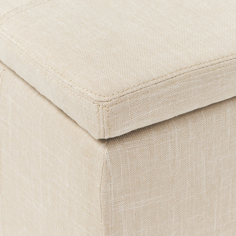 Connie Upholstered Ottoman, Light Beige Polyester Blend