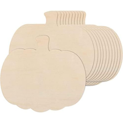24 Pieces Large Wooden Pumpkin Cutouts 11 Inches Unfinished Wood Craft Cutout Blank Pumpkin Shape Cutout For Halloween Fall Thanksgiving Party DIY Craft Decoration Supplies