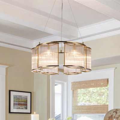 6-light Modern Glam Glass Circle Chandelier