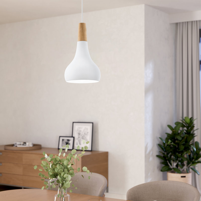 Yonkers 1 - Light Satin Nickel Pendant, 110cm H x 18cm W, White