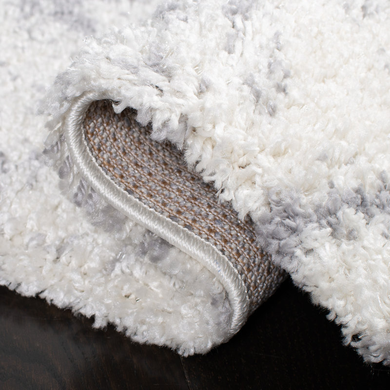 Tahoe Gray and White Geometric Shag Area Rug